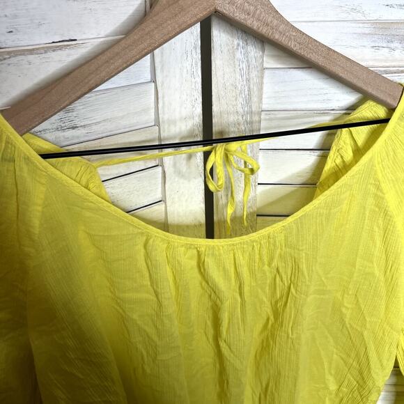 SEAFOLLY AUSTRALIA Women's Cotton Embroidered Tunic Coverup Top Yellow Medium - Picture 6 of 12